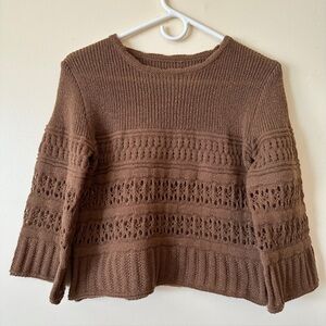 Vintage Brown Half Sleeve Open Knit Sweater Jumper